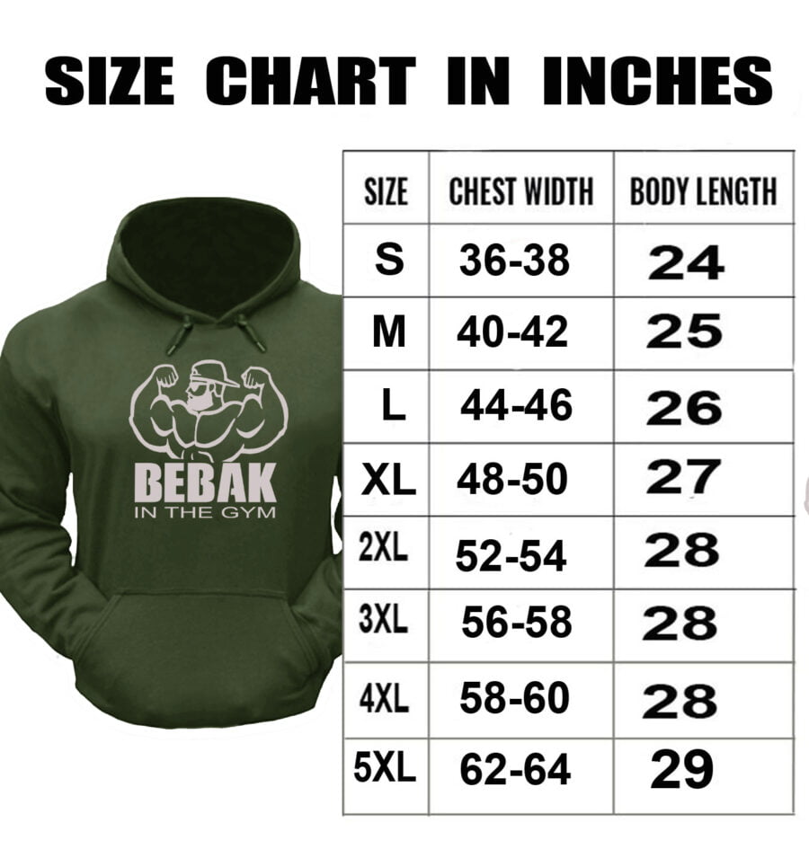 bearded bodybuilder hoodie size chart