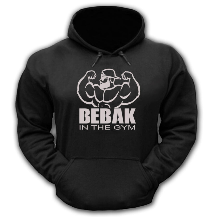 Men's black bearded bodybuilder hoodie