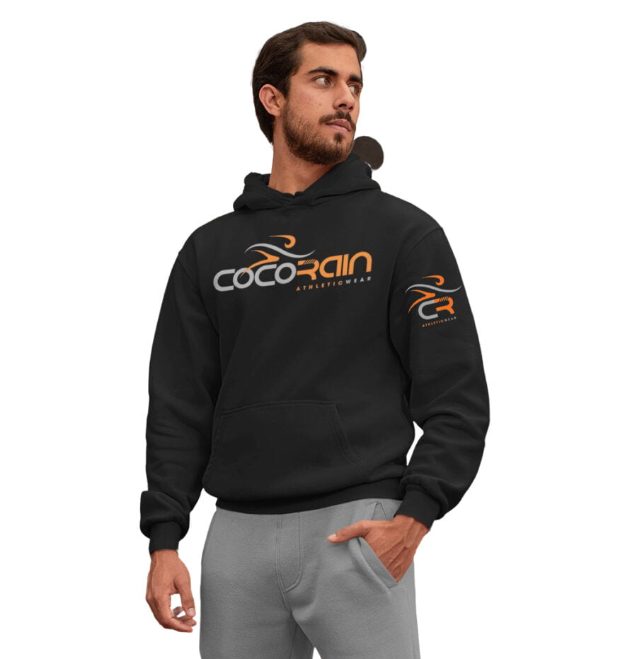 Black cocorain men's women's hoodie