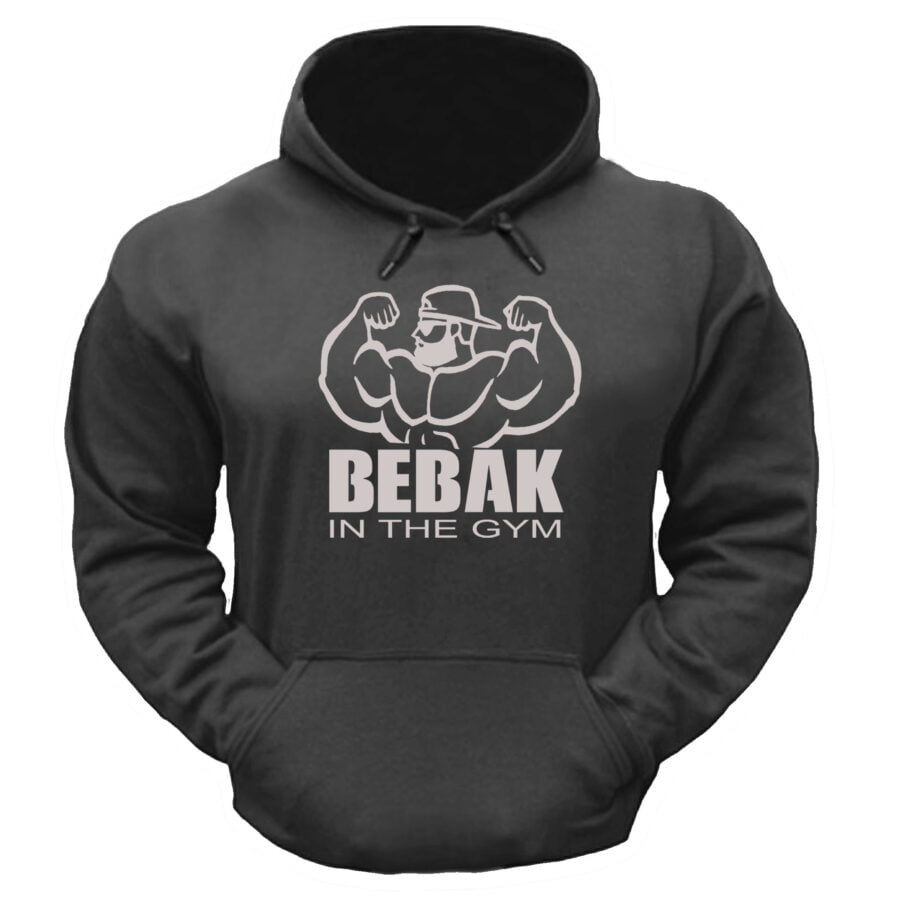 men's charcoal beardy bodybuilder hoodie